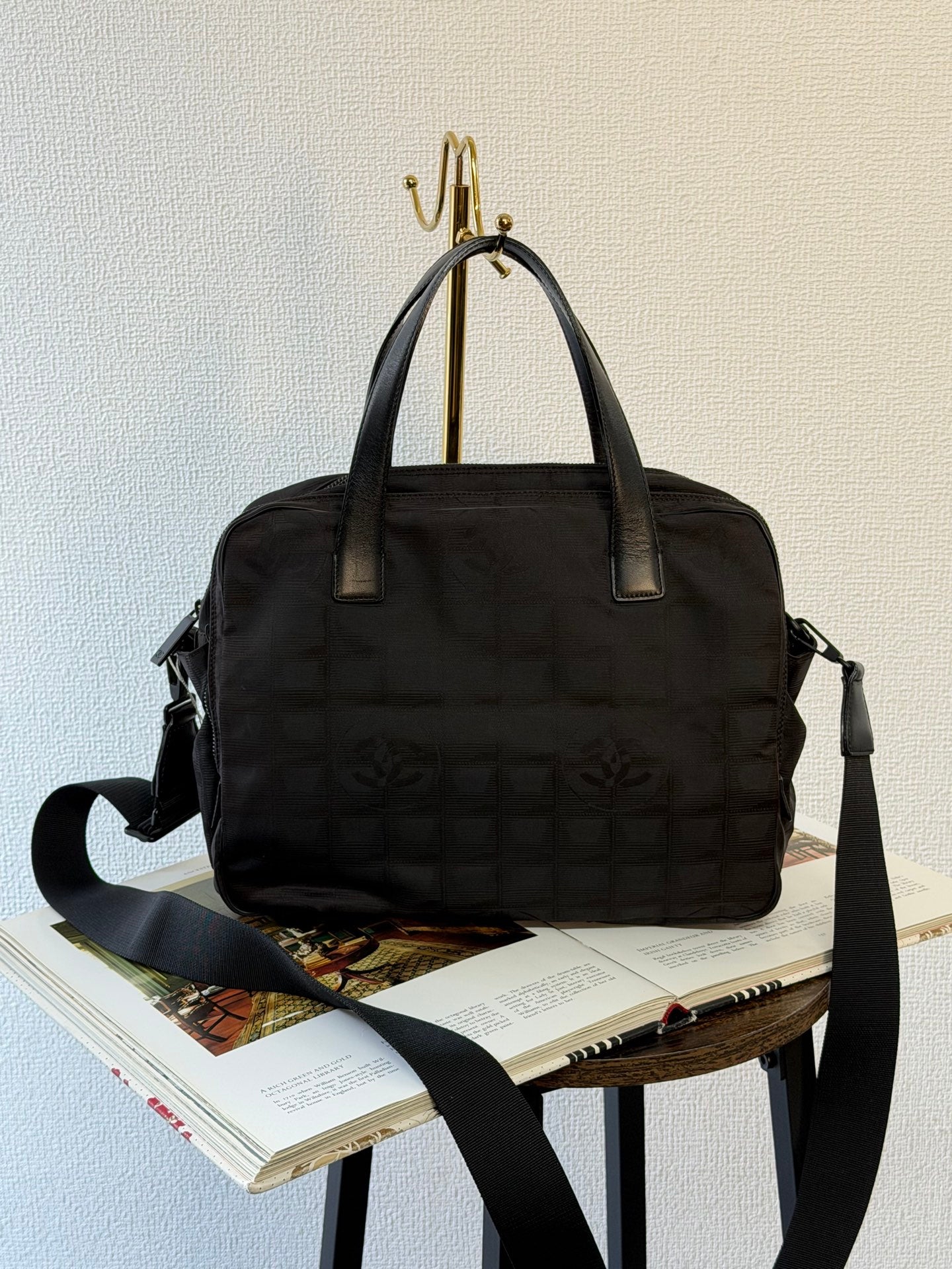 Chanel New Travel Line 2way Briefcase Handbag Black