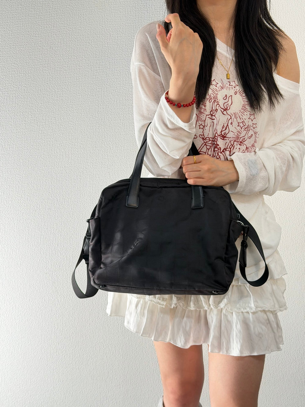 Chanel New Travel Line 2way Briefcase Handbag Black