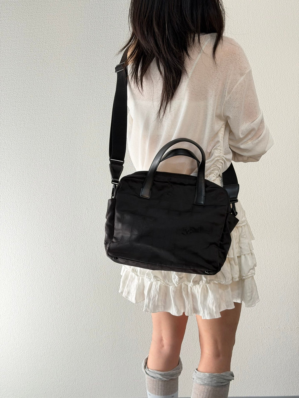 Chanel New Travel Line 2way Briefcase Handbag Black