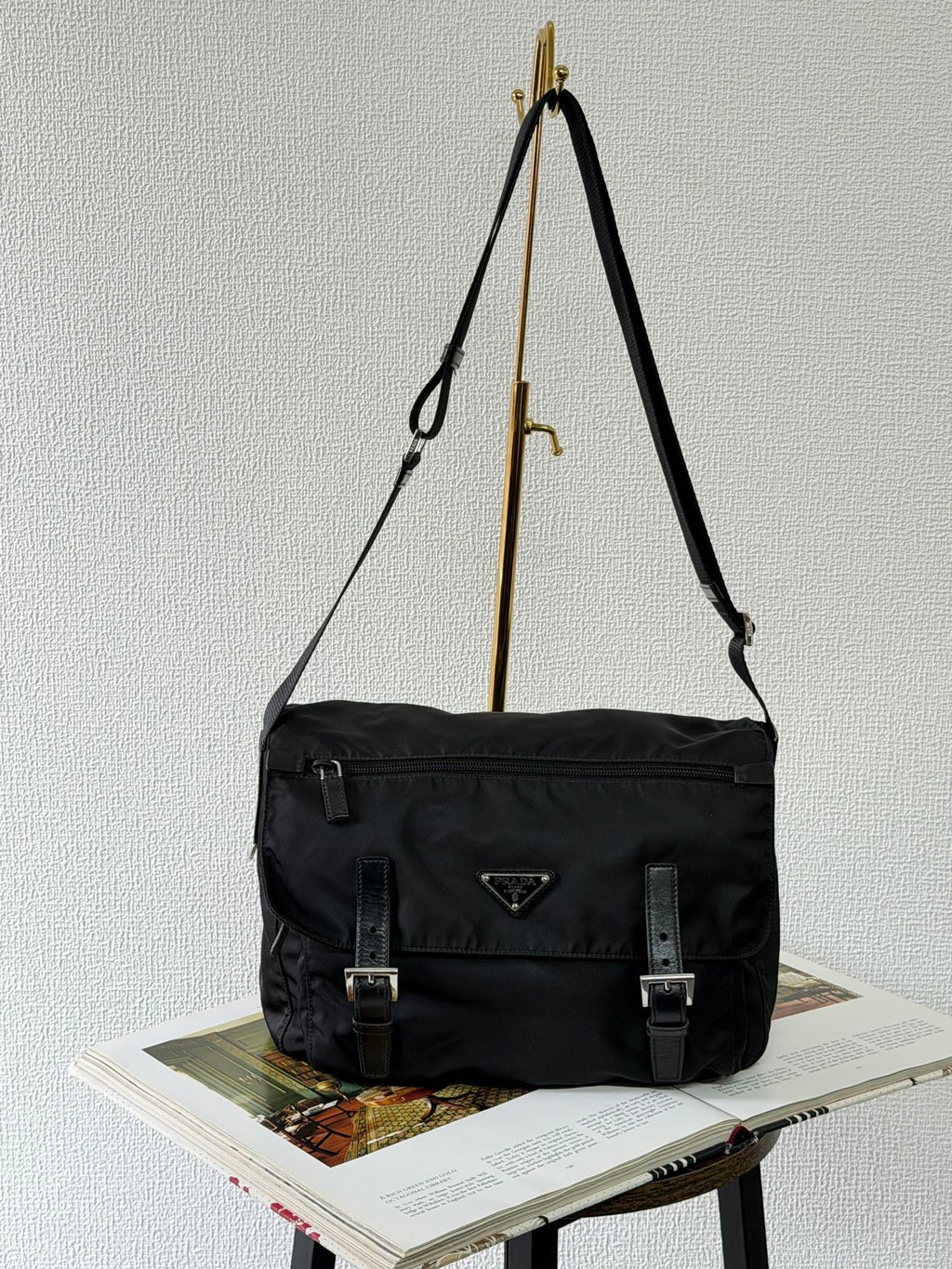 Prada Tessuto Nylon Messenger Bag Black