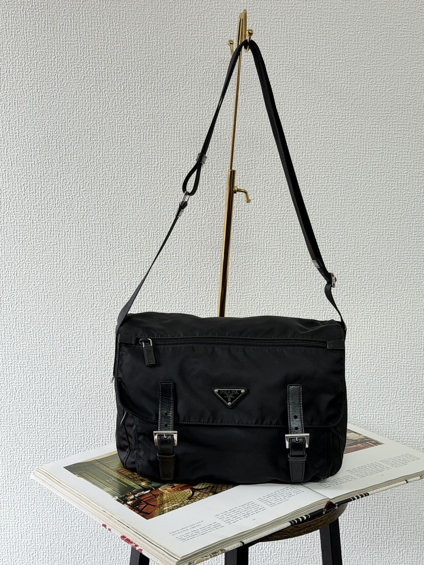 Prada Tessuto Nylon Messenger Bag Black