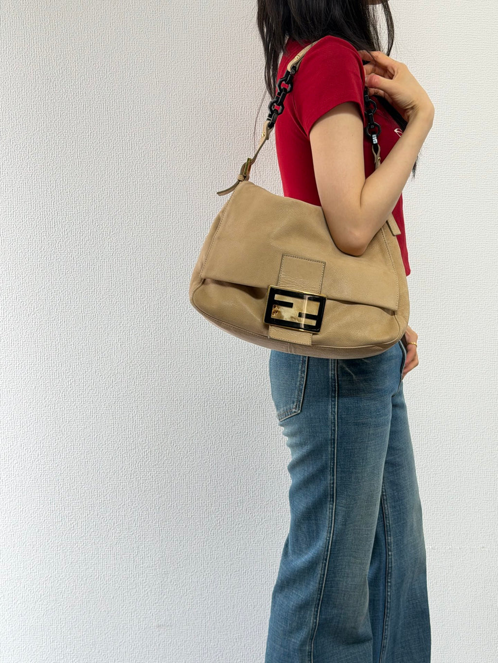 Fendi Forever Mama Nubuck Leather Flap Shoulder Bag