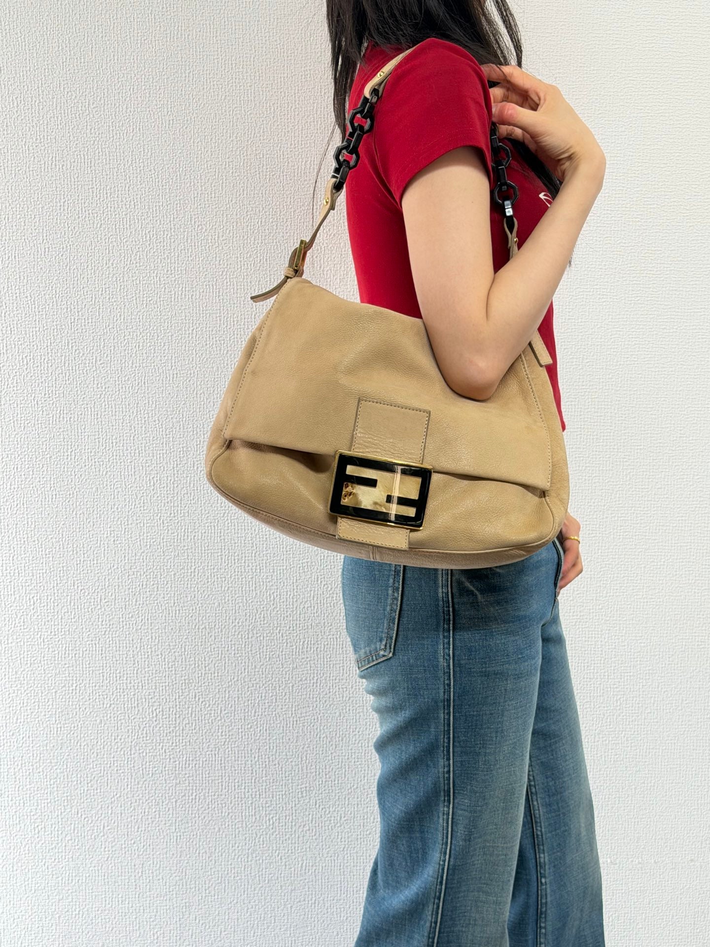 Fendi Forever Mama Nubuck Leather Flap Shoulder Bag