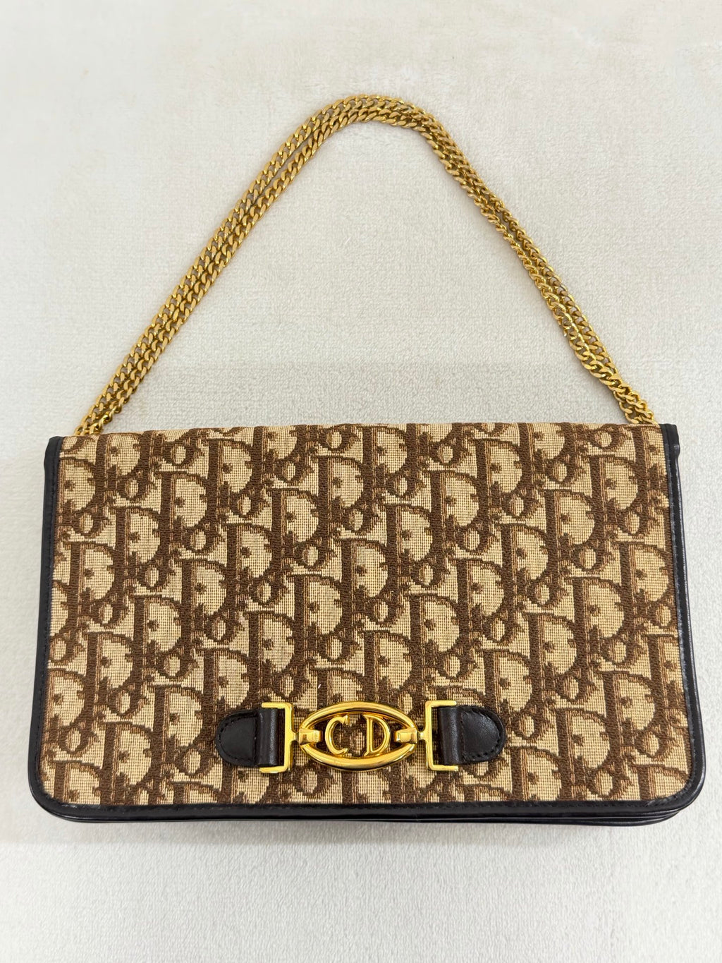Dior Monogram Canvas CD Buckle Pochette Brown