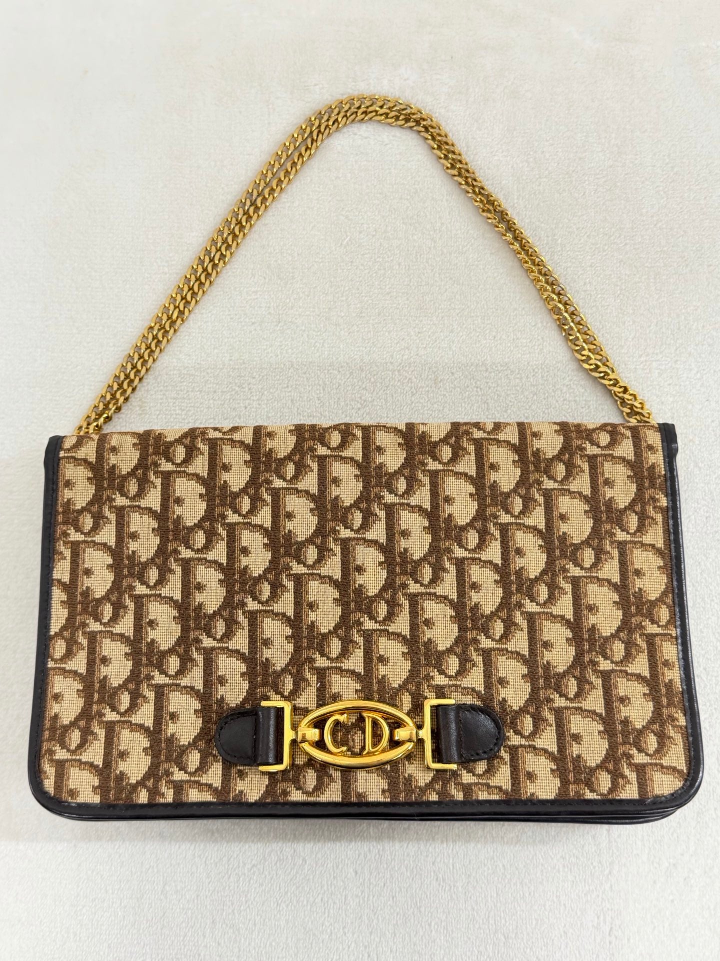 Dior Monogram Canvas CD Buckle Pochette Brown