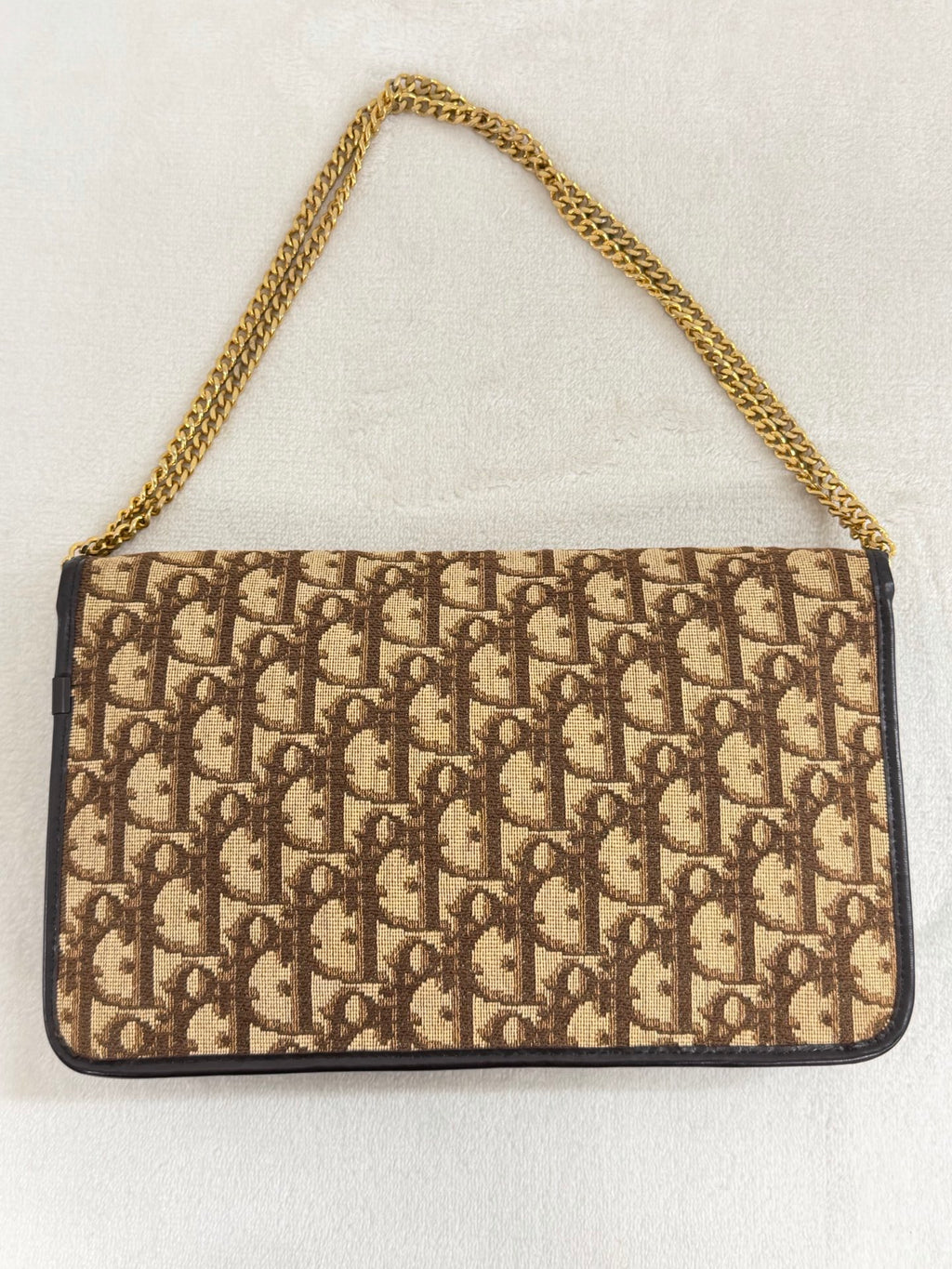 Dior Monogram Canvas CD Buckle Pochette Brown