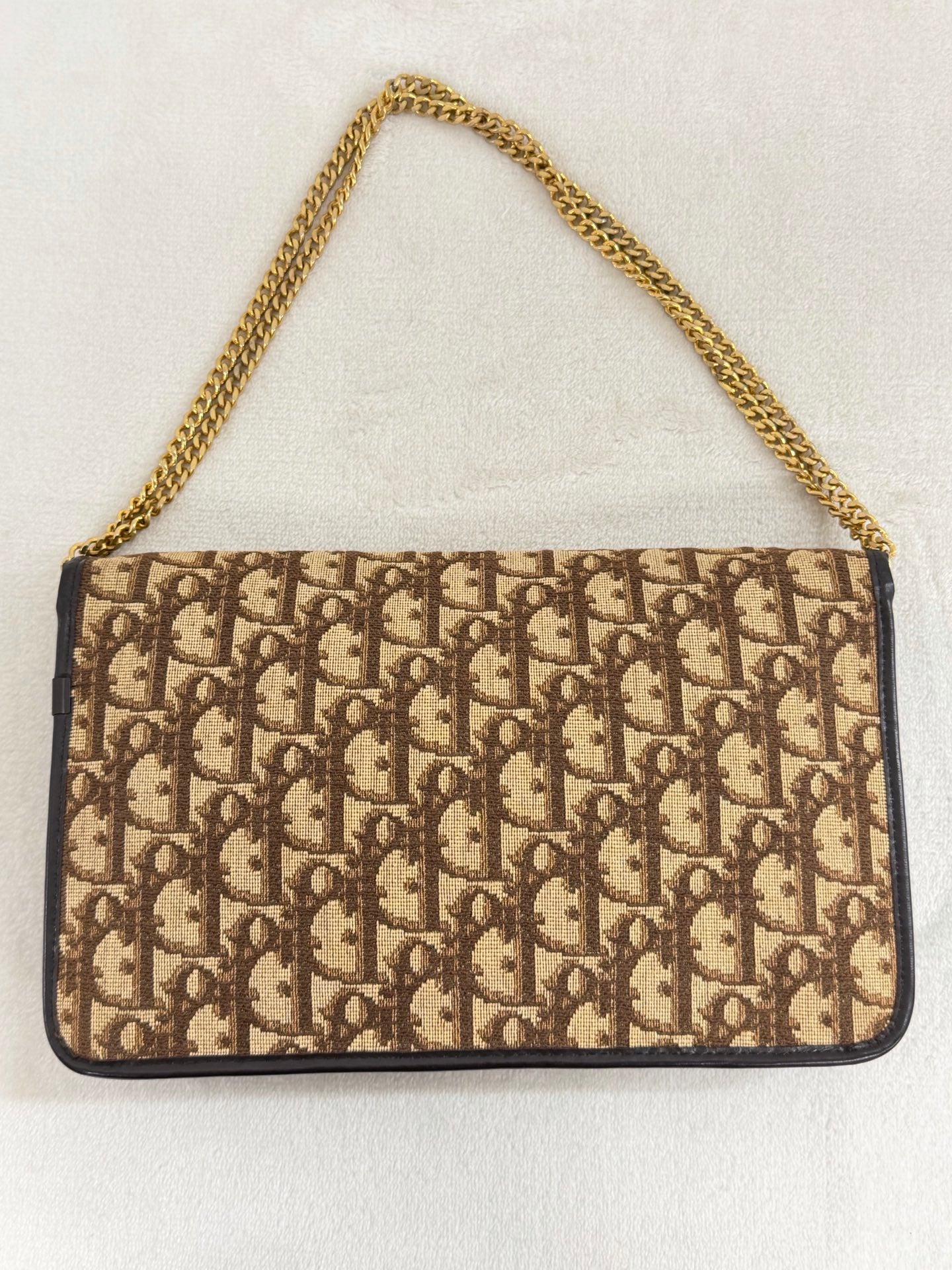 Dior Monogram Canvas CD Buckle Pochette Brown