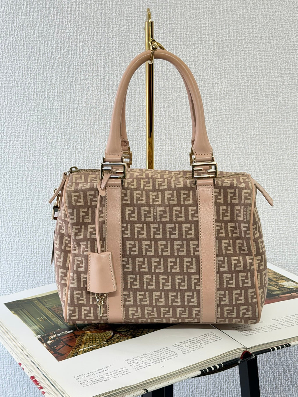 FENDI Zucchino Boston Handbag