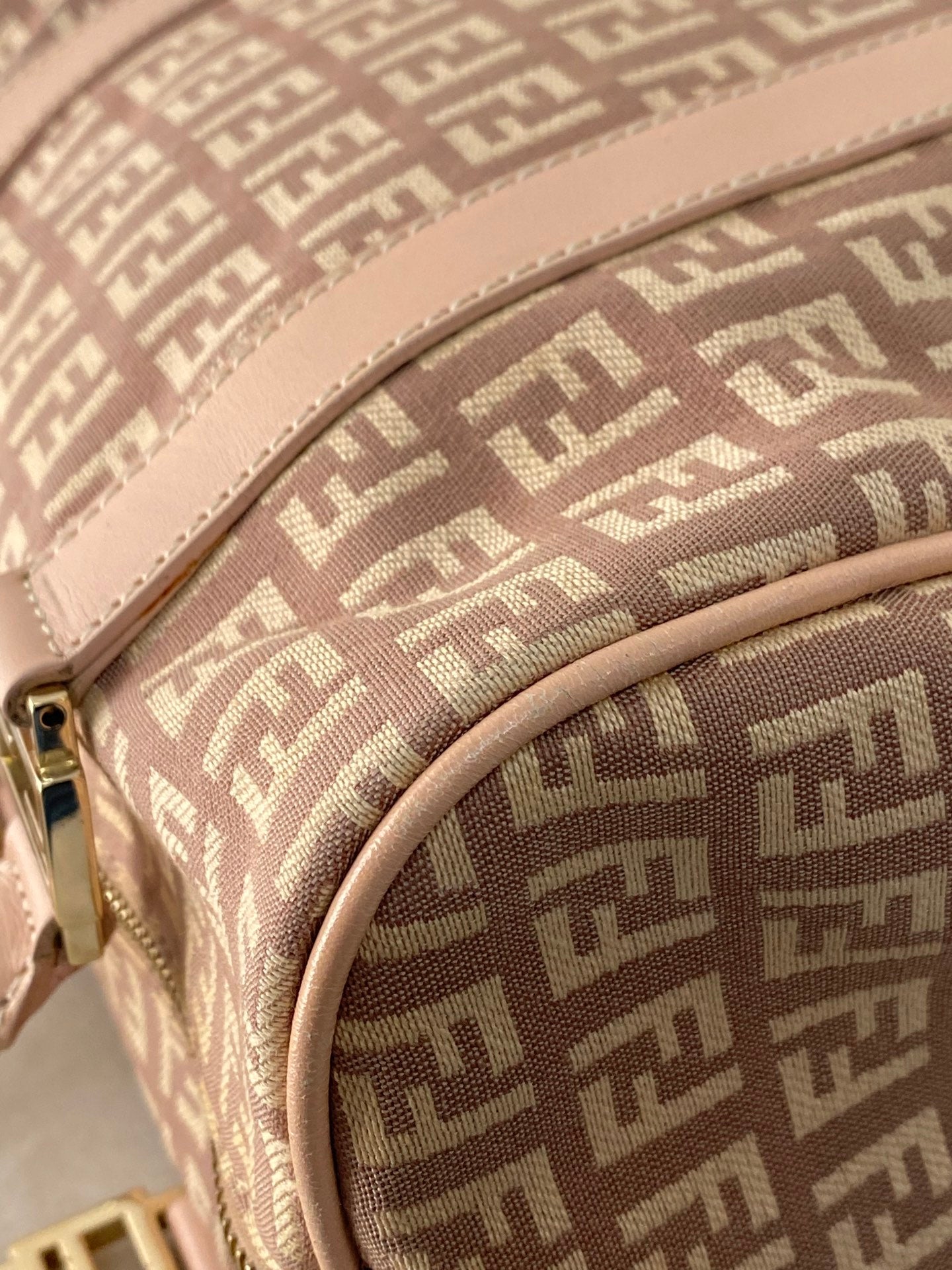 FENDI Zucchino Boston Handbag