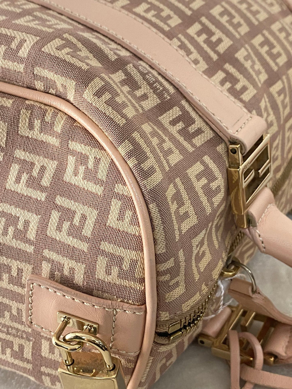 FENDI Zucchino Boston Handbag