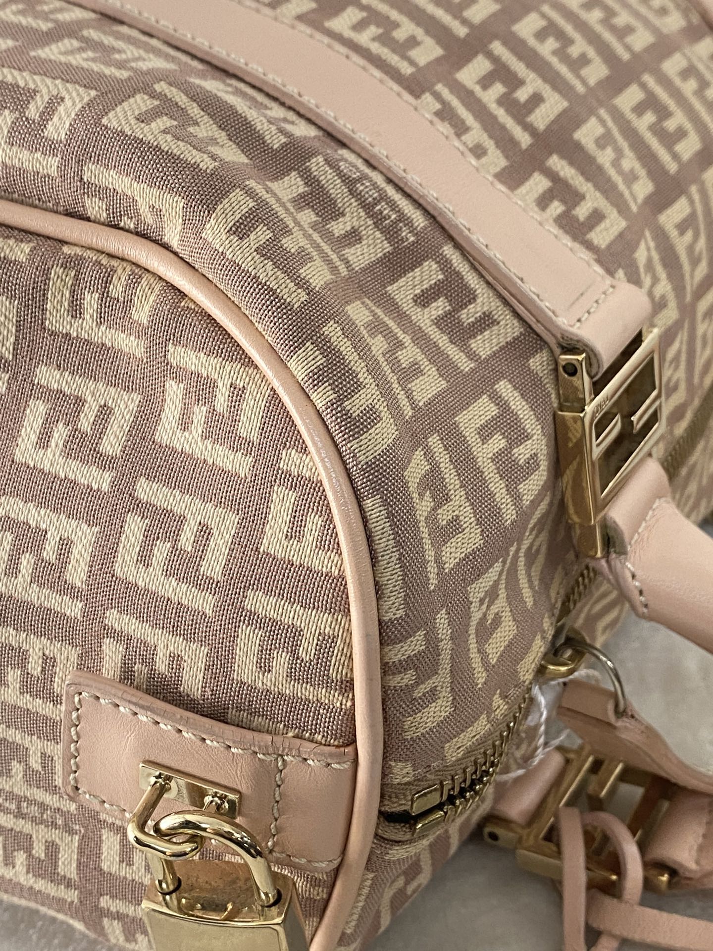FENDI Zucchino Boston Handbag
