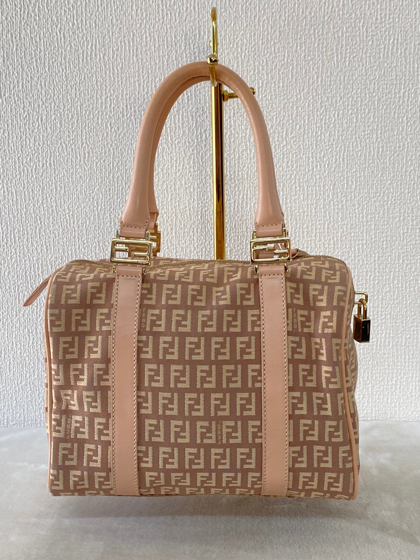 FENDI Zucchino Boston Handbag