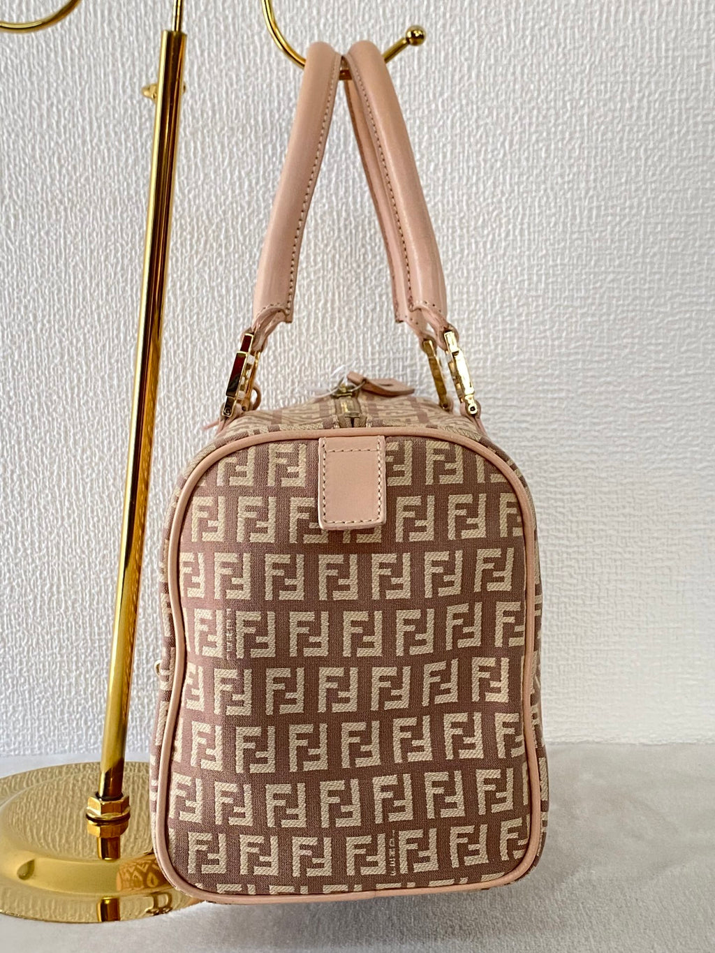FENDI Zucchino Boston Handbag