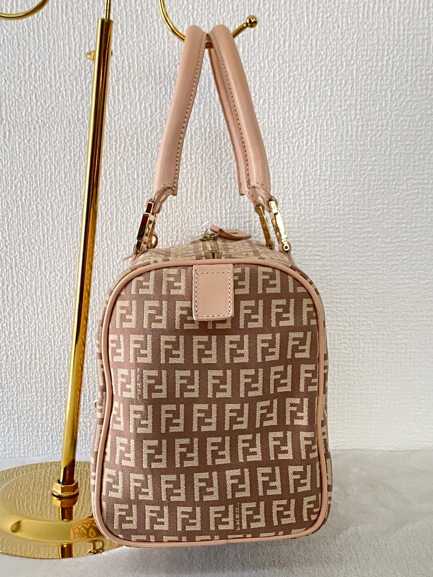 FENDI Zucchino Boston Handbag