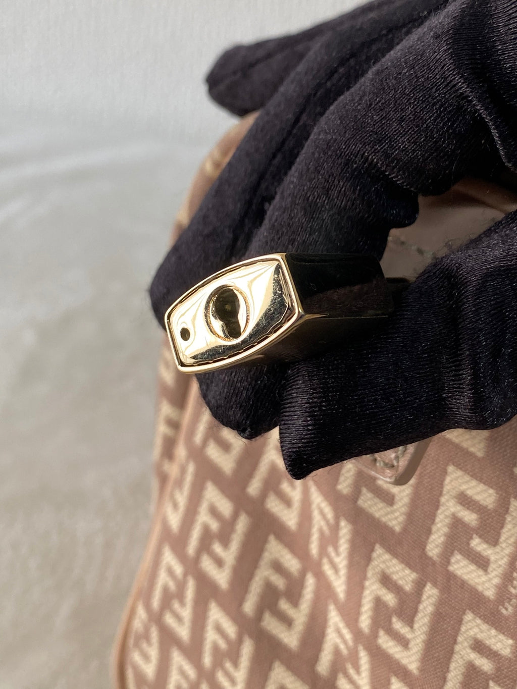 FENDI Zucchino Boston Handbag