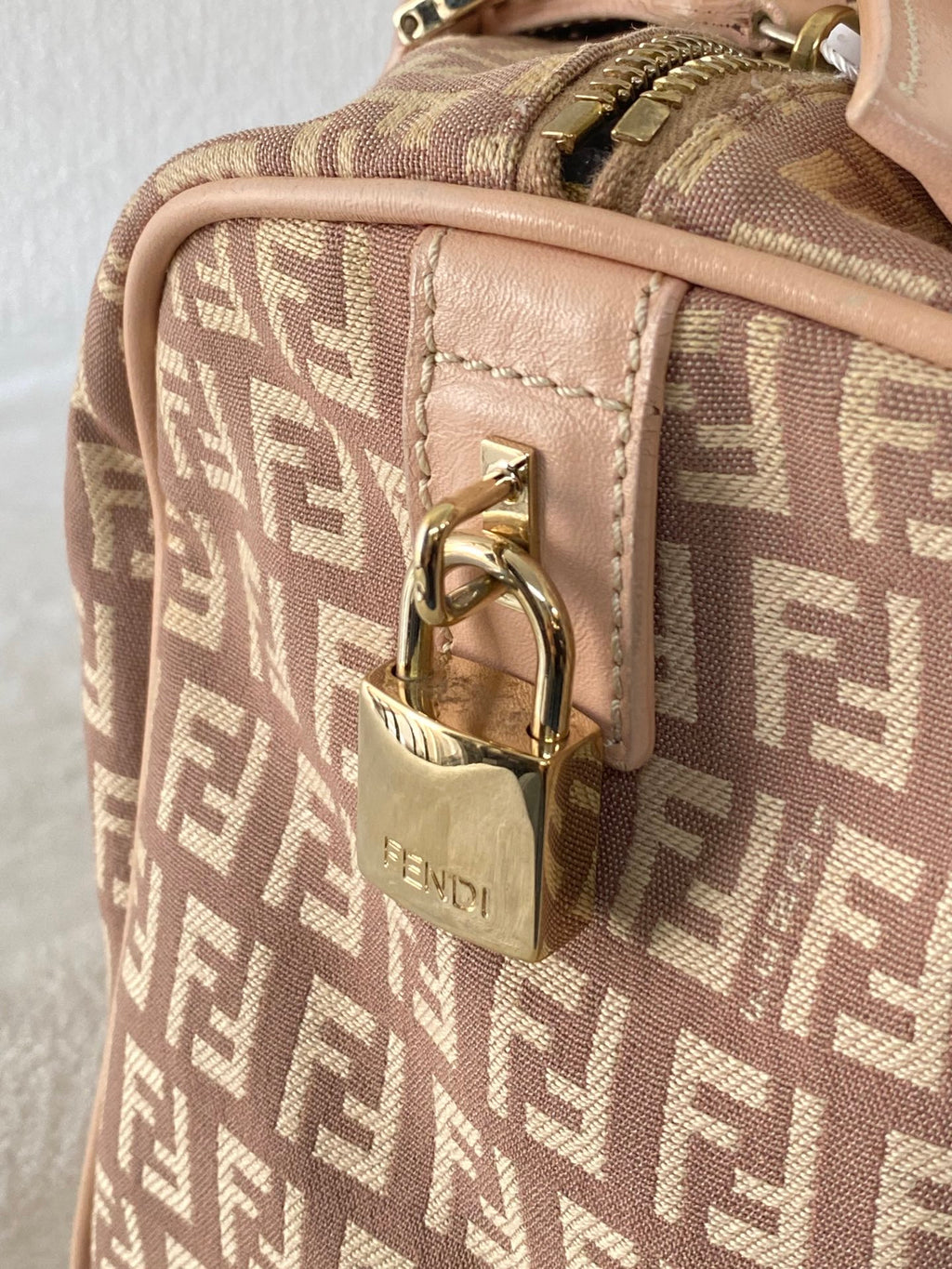 FENDI Zucchino Boston Handbag
