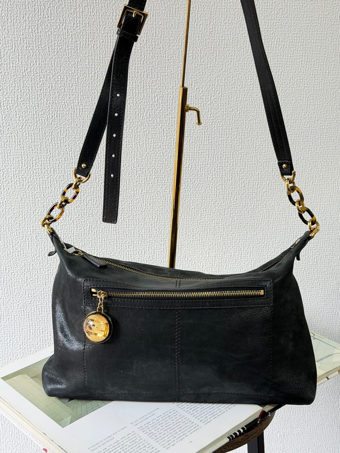 Fendi Calfskin Studded Chef Shoulder Bag