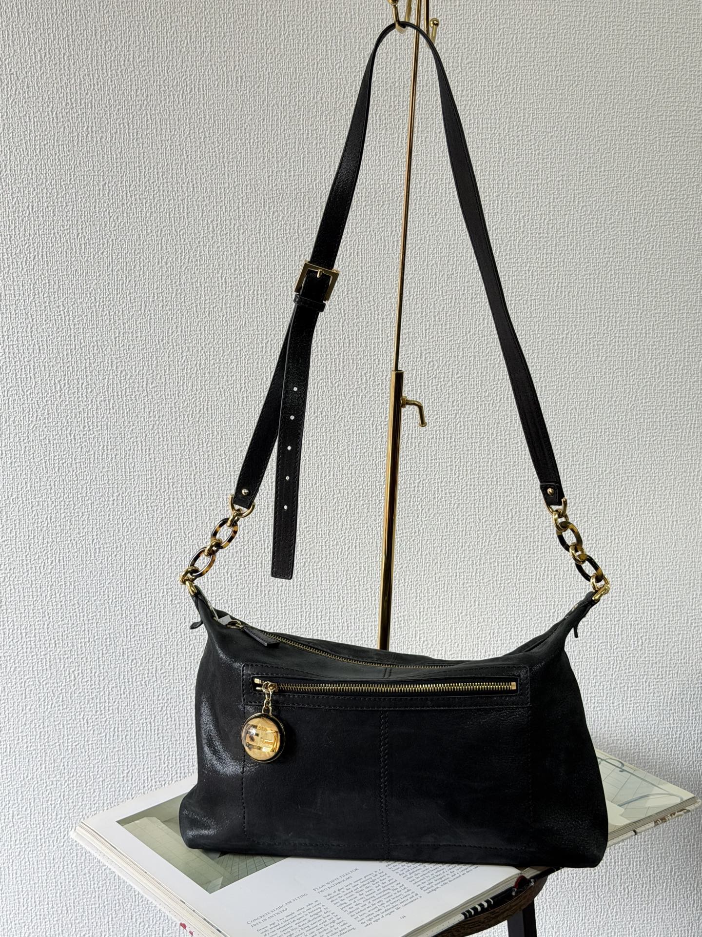 Fendi Calfskin Studded Chef Shoulder Bag