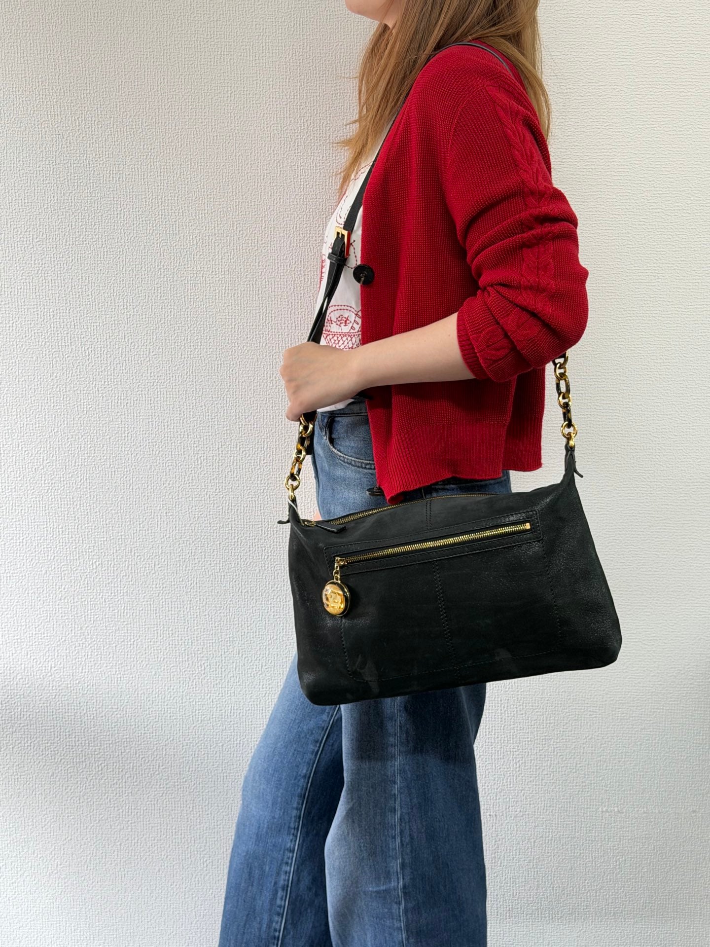Fendi Calfskin Studded Chef Shoulder Bag