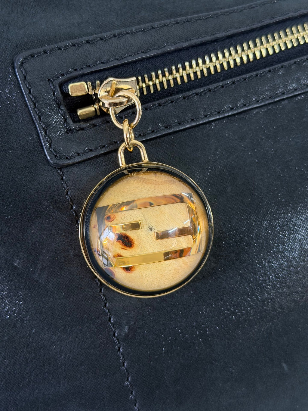 Fendi Calfskin Studded Chef Shoulder Bag