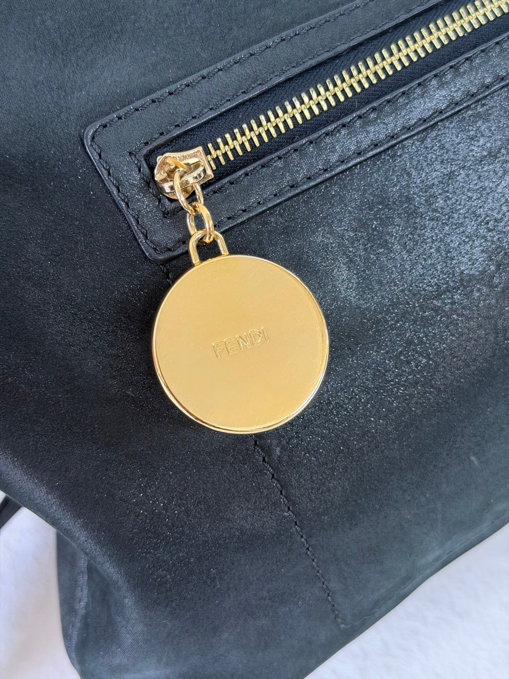 Fendi Calfskin Studded Chef Shoulder Bag