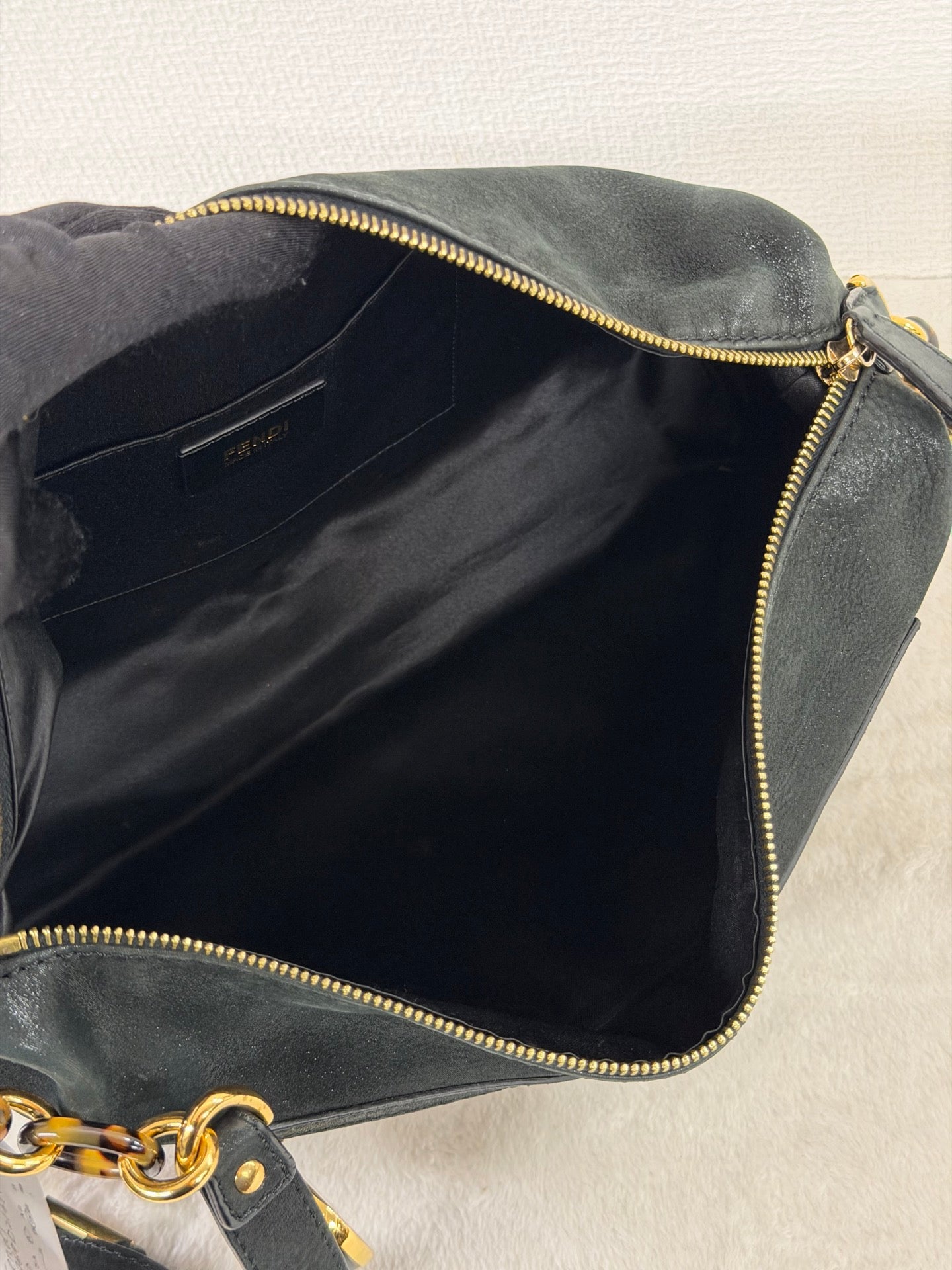 Fendi Calfskin Studded Chef Shoulder Bag