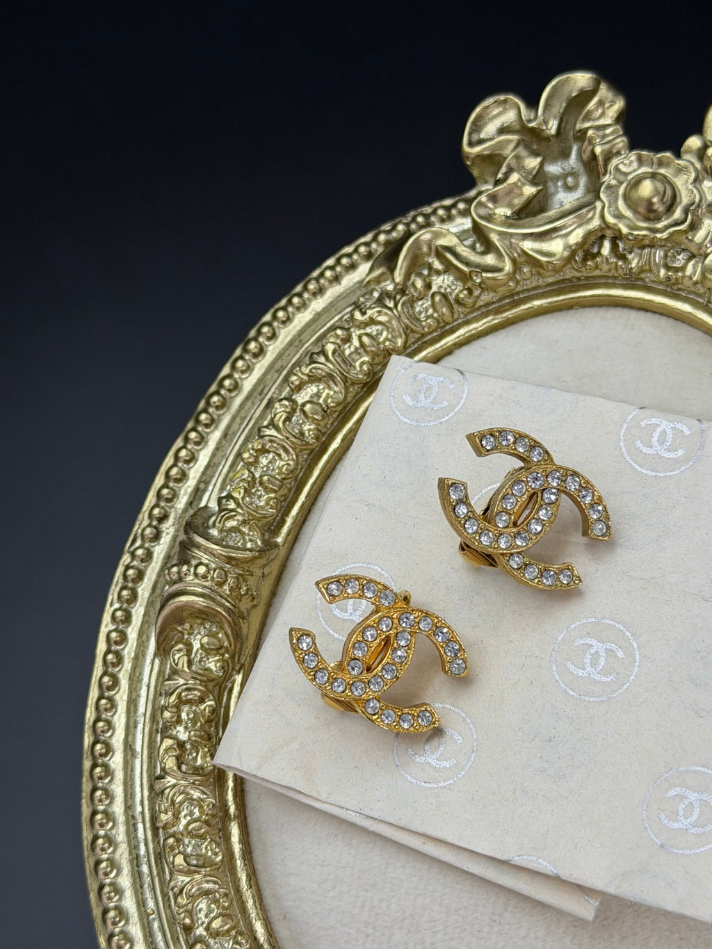 CHANEL Double-C Rhinestone Earring Clips