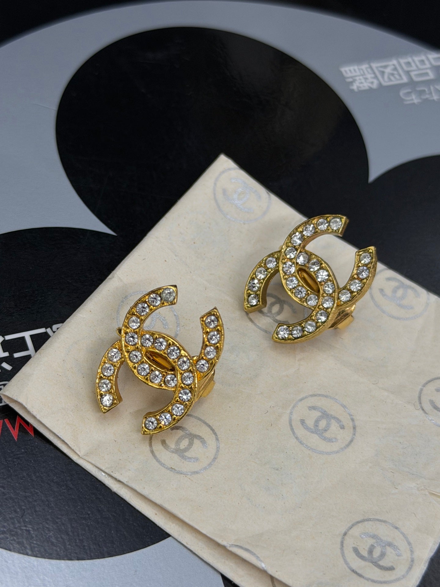 CHANEL Double-C Rhinestone Earring Clips