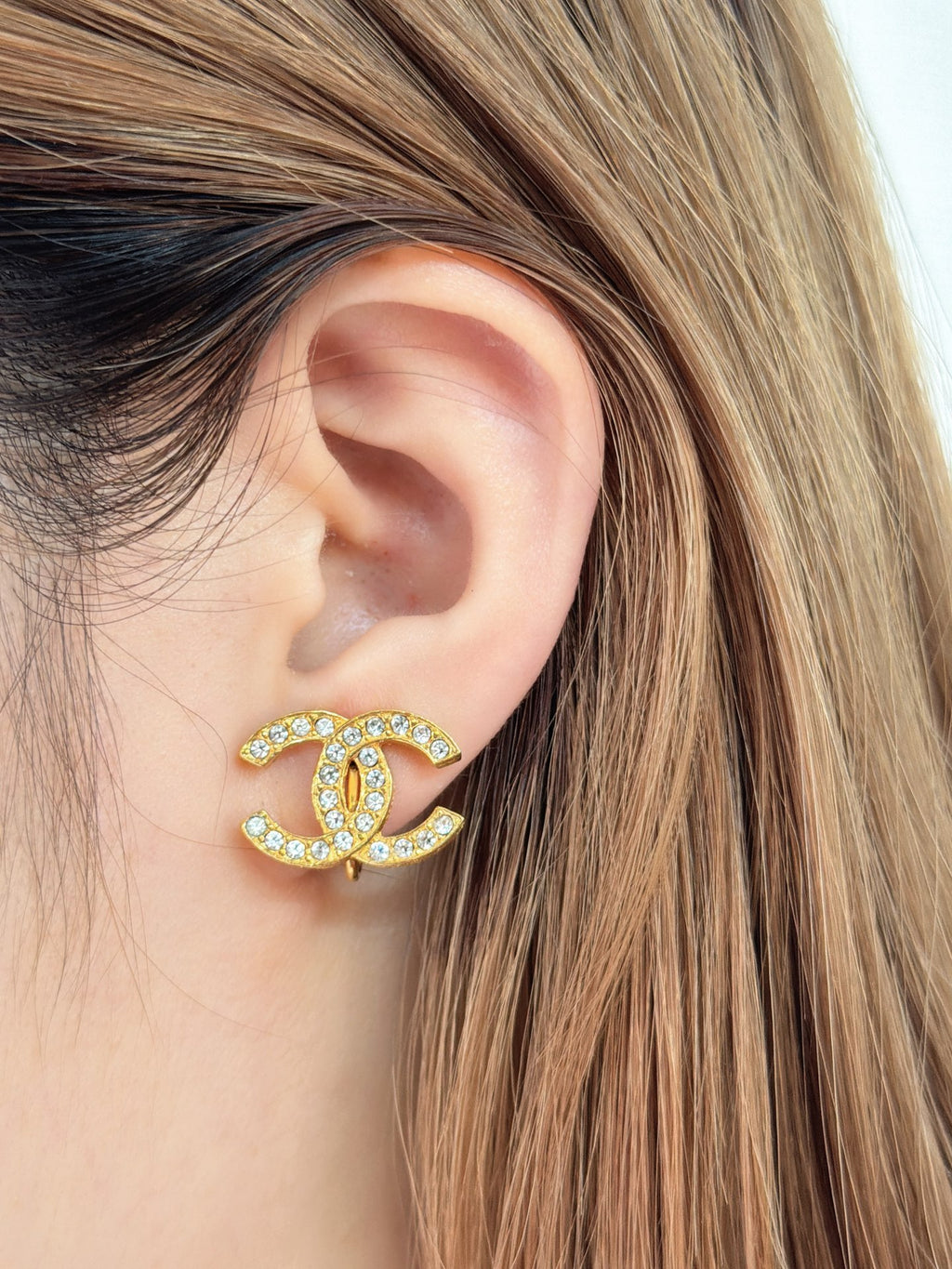 CHANEL Double-C Rhinestone Earring Clips