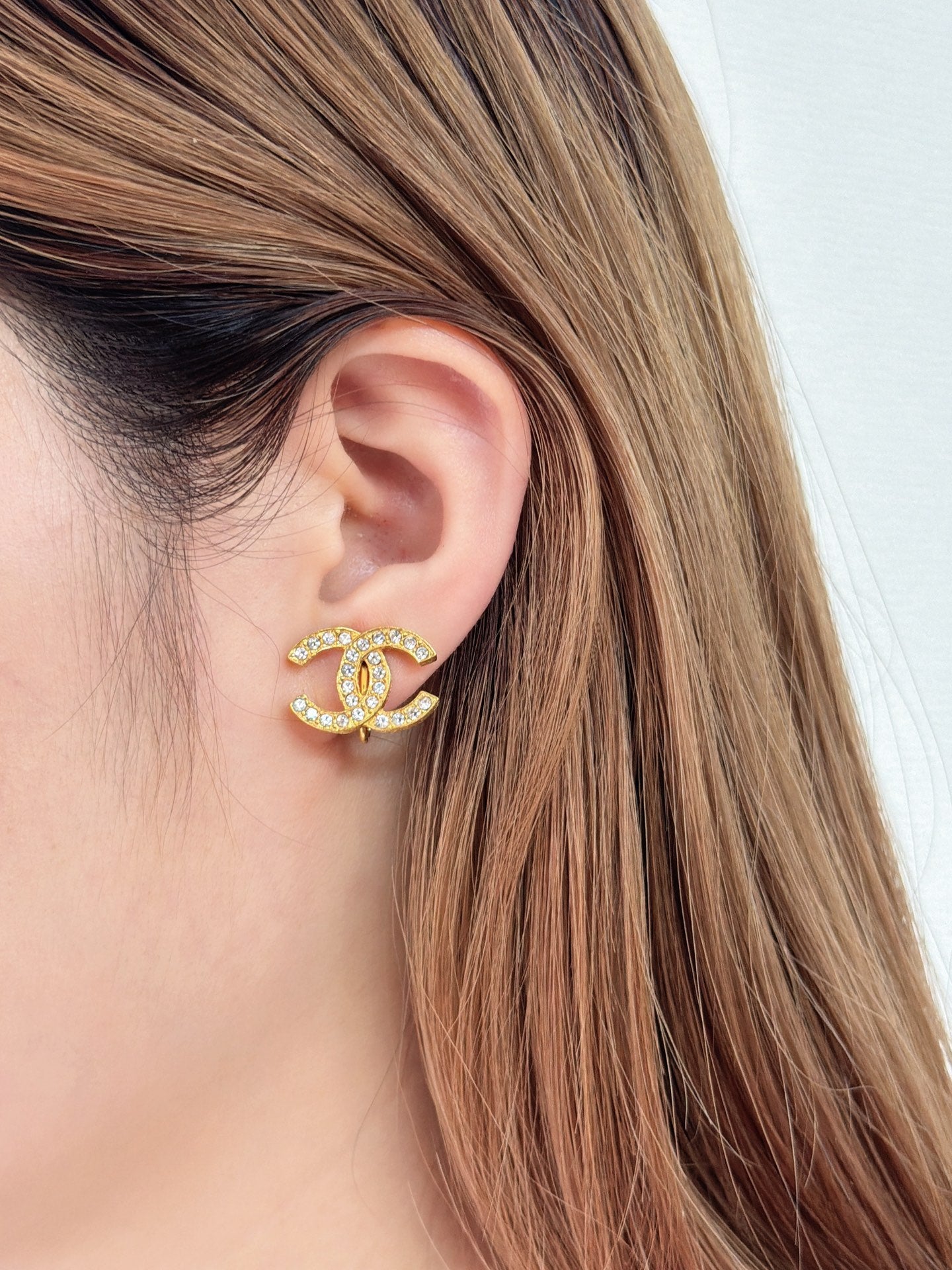 CHANEL Double-C Rhinestone Earring Clips
