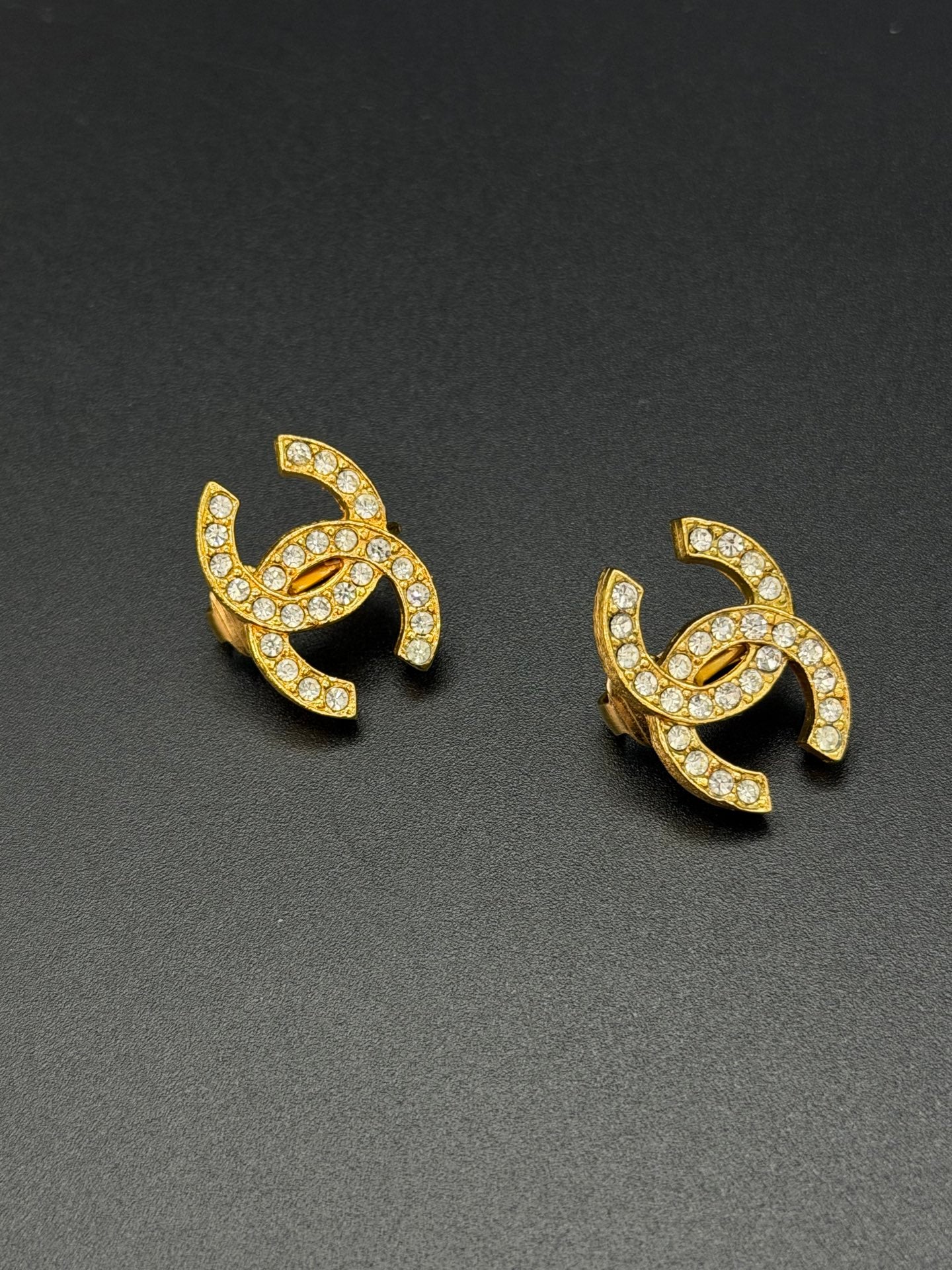 CHANEL Double-C Rhinestone Earring Clips