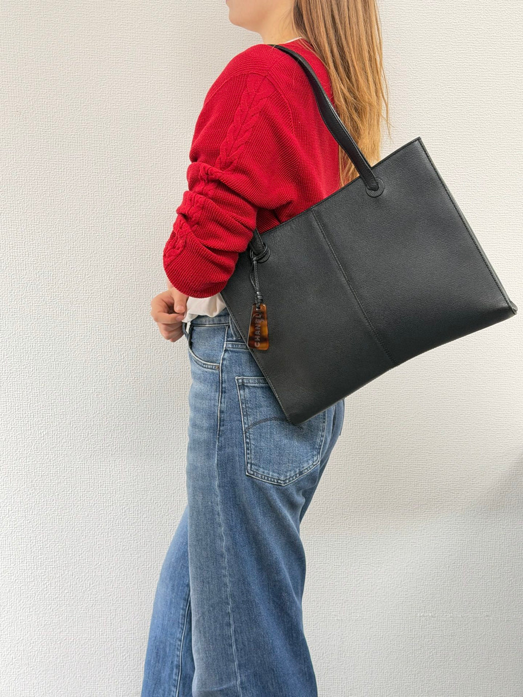 Chanel Caviar Skin Logo Charm ToteBag