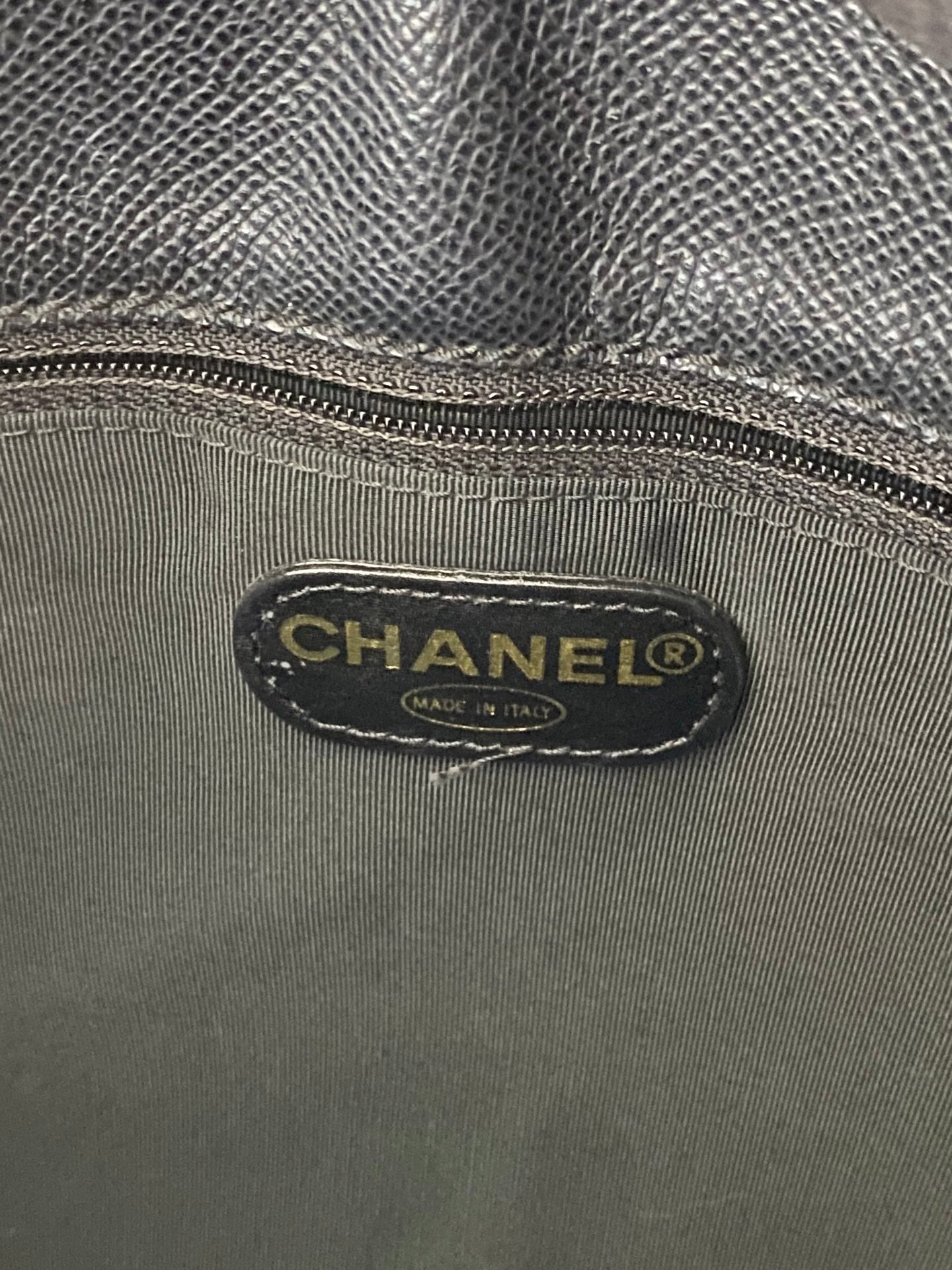Chanel Caviar Skin Logo Charm ToteBag