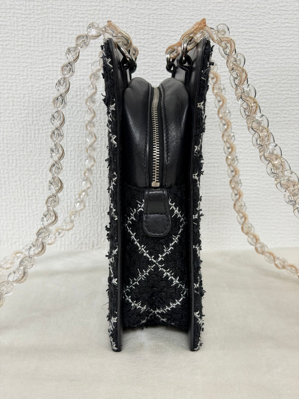 Chanel Diamond Stitch Tweed and Resin Chain Shoulder Bag