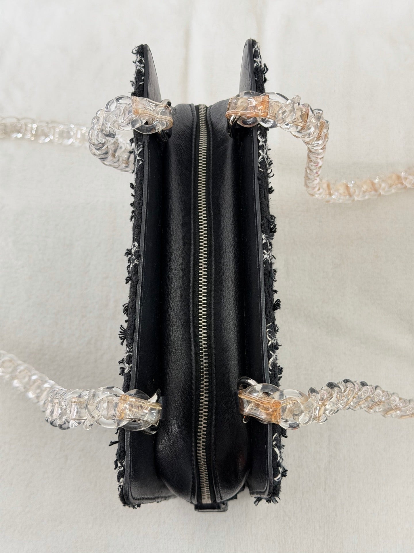 Chanel Diamond Stitch Tweed and Resin Chain Shoulder Bag