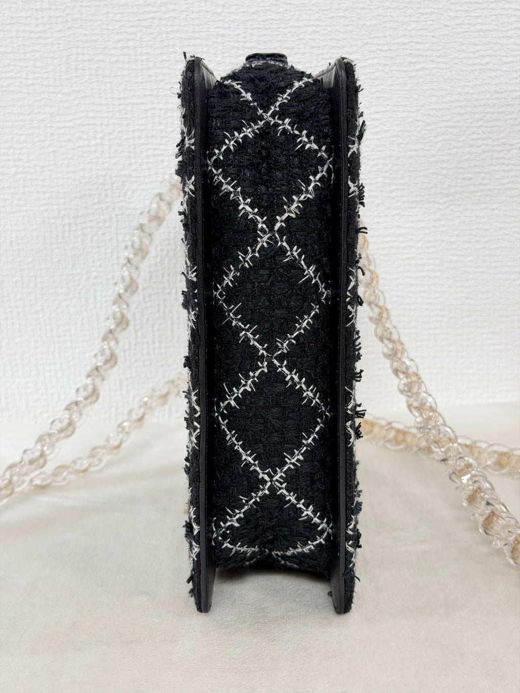 Chanel Diamond Stitch Tweed and Resin Chain Shoulder Bag