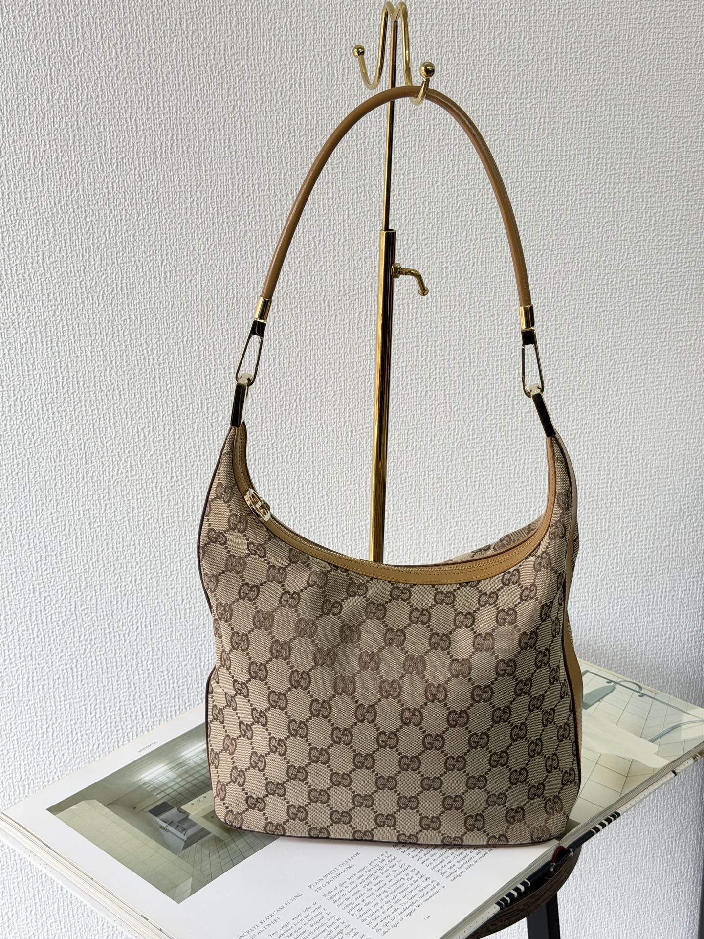 GUCCI GG Canvas Demi-Lune Shoulder Bag