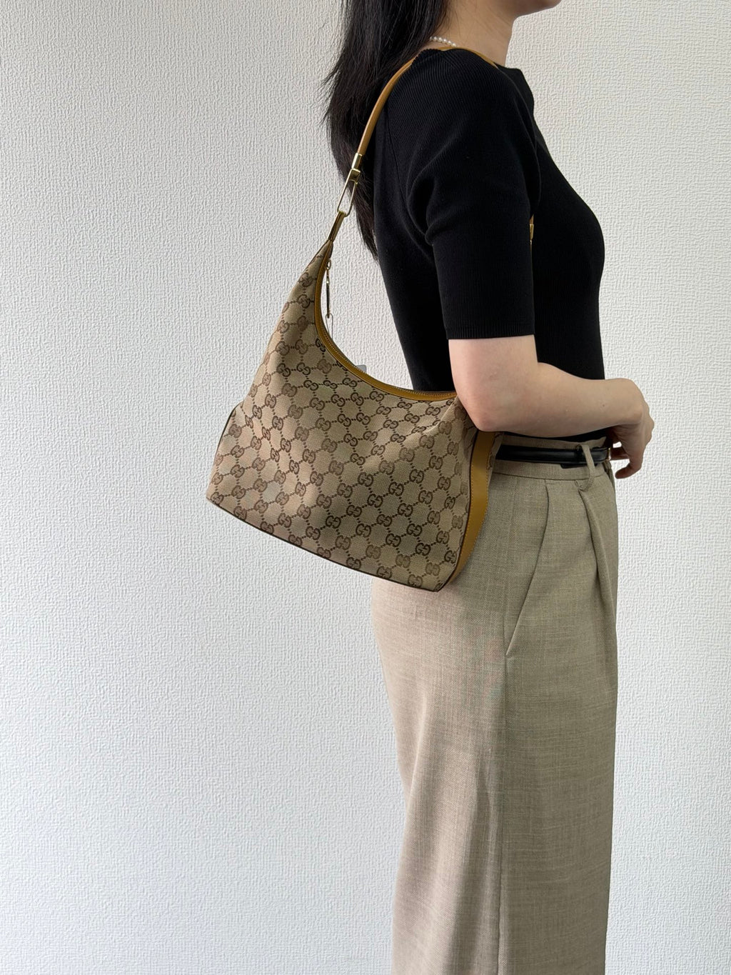 GUCCI GG Canvas Demi-Lune Shoulder Bag