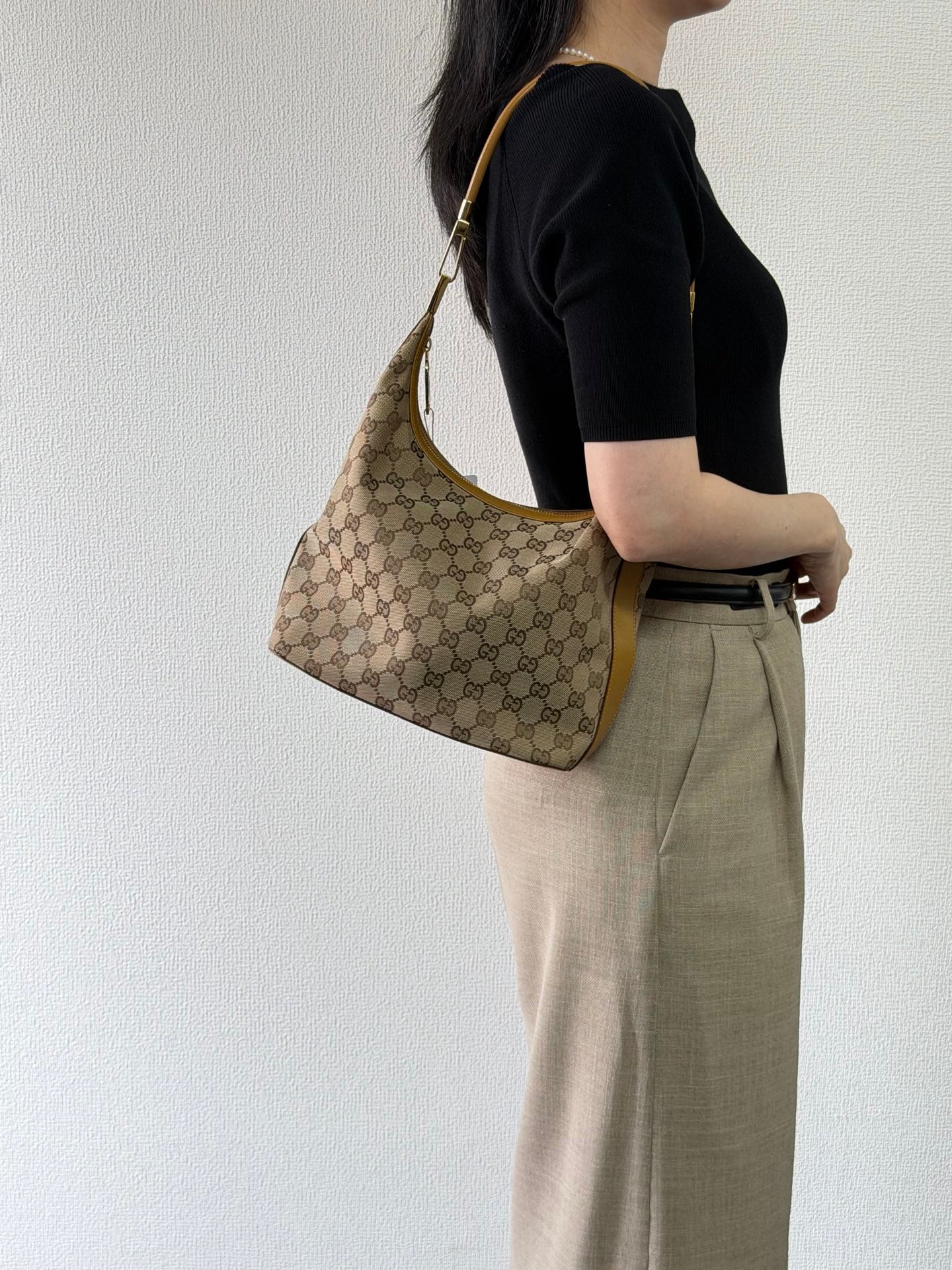 GUCCI GG Canvas Demi-Lune Shoulder Bag