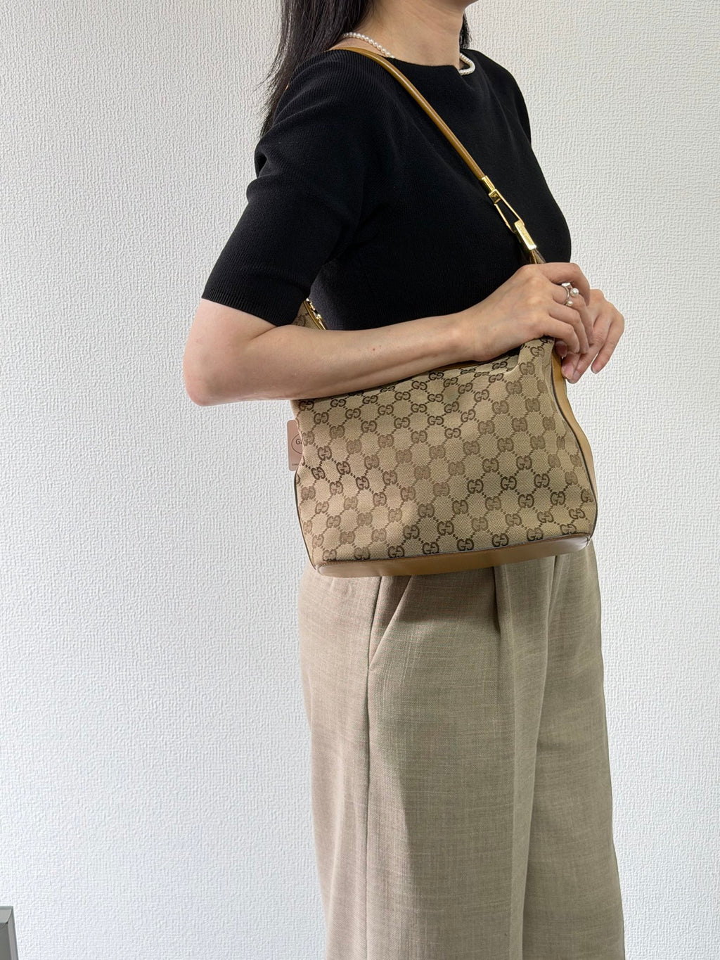 GUCCI GG Canvas Demi-Lune Shoulder Bag
