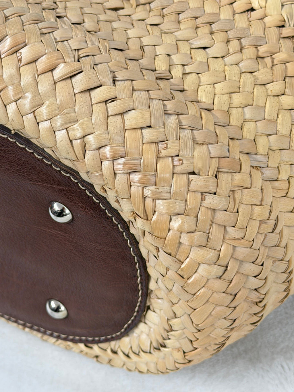 MiuMiu Flower Motif Straw Basket Bag