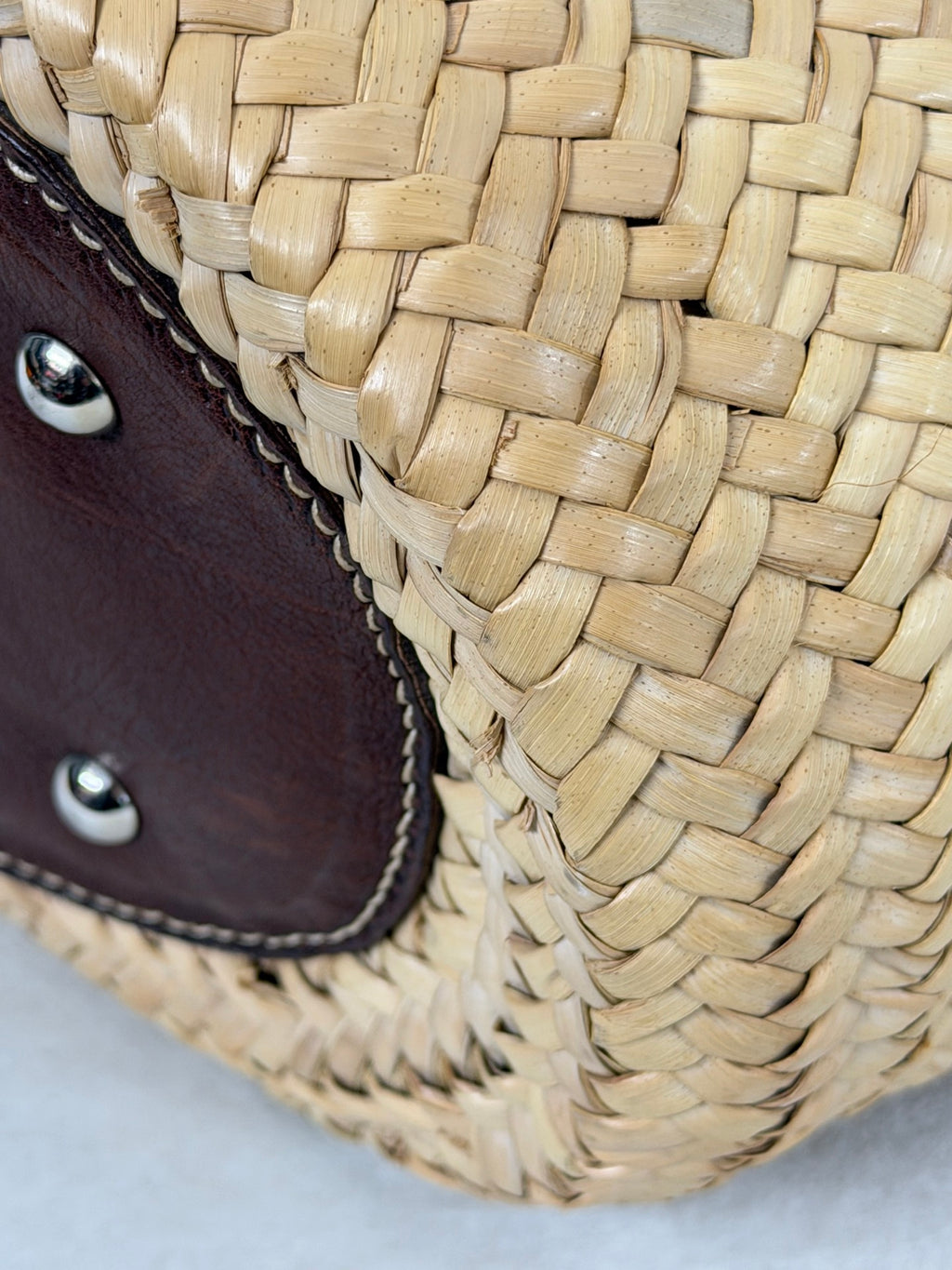 MiuMiu Flower Motif Straw Basket Bag