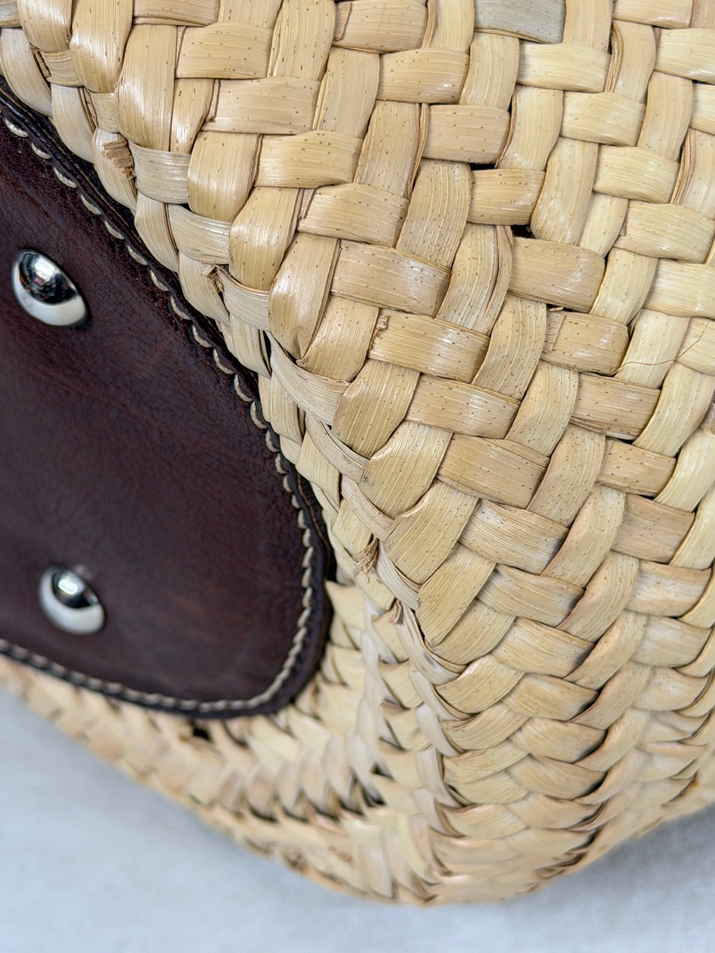 MiuMiu Flower Motif Straw Basket Bag