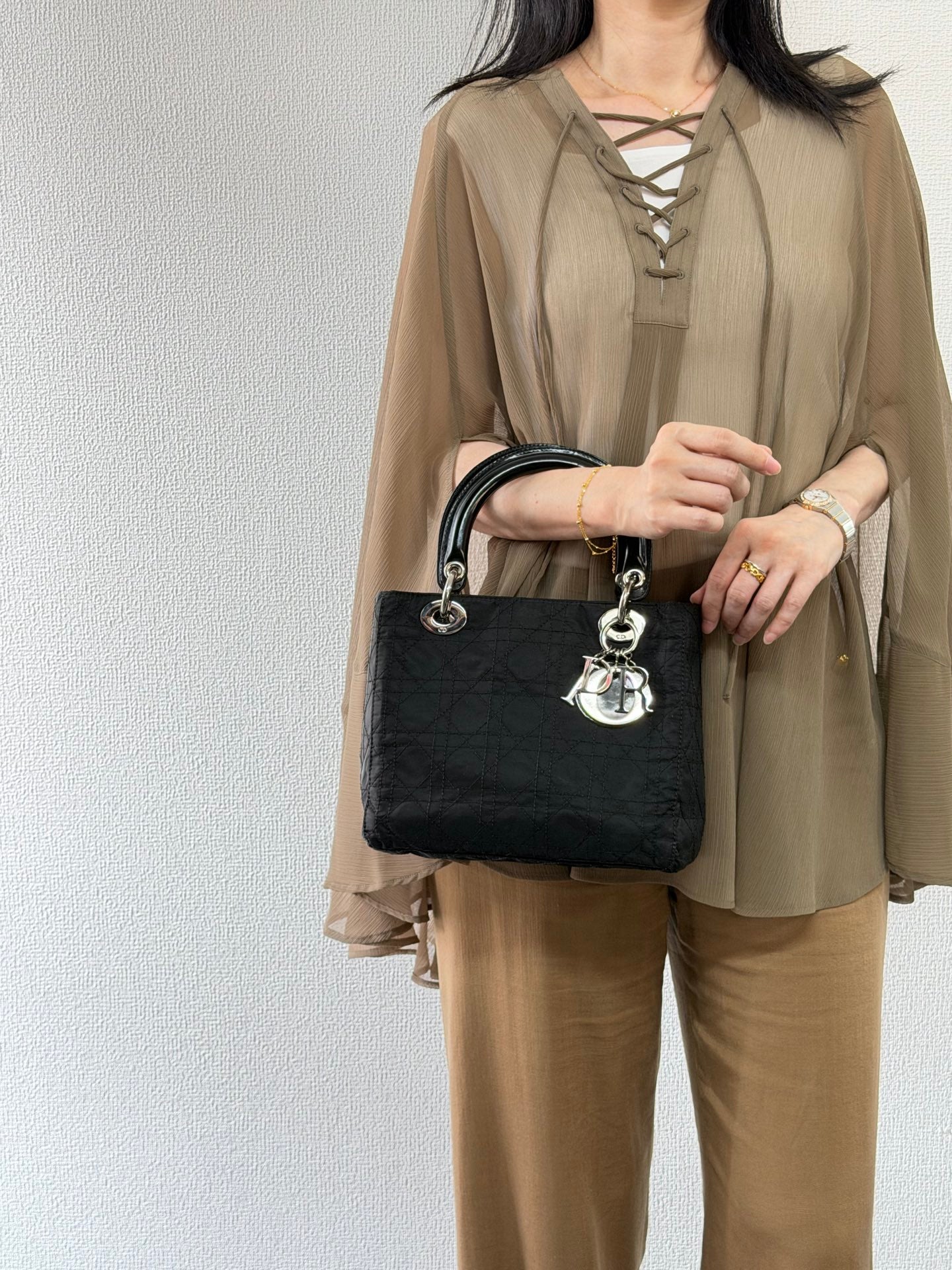 Christian Dior Vintage Nylon Cannage Lady Dior Bag