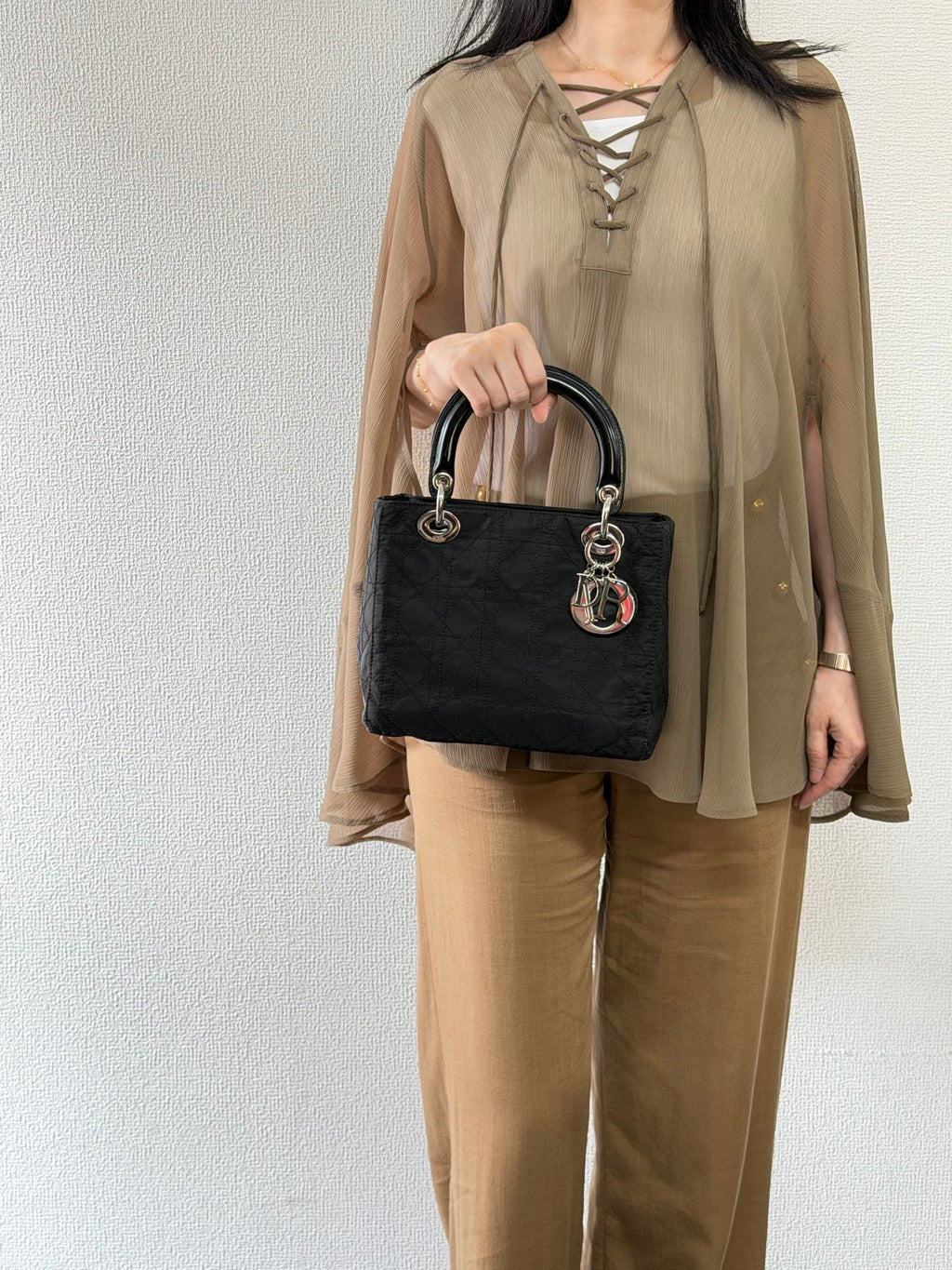 Christian Dior Vintage Nylon Cannage Lady Dior Bag