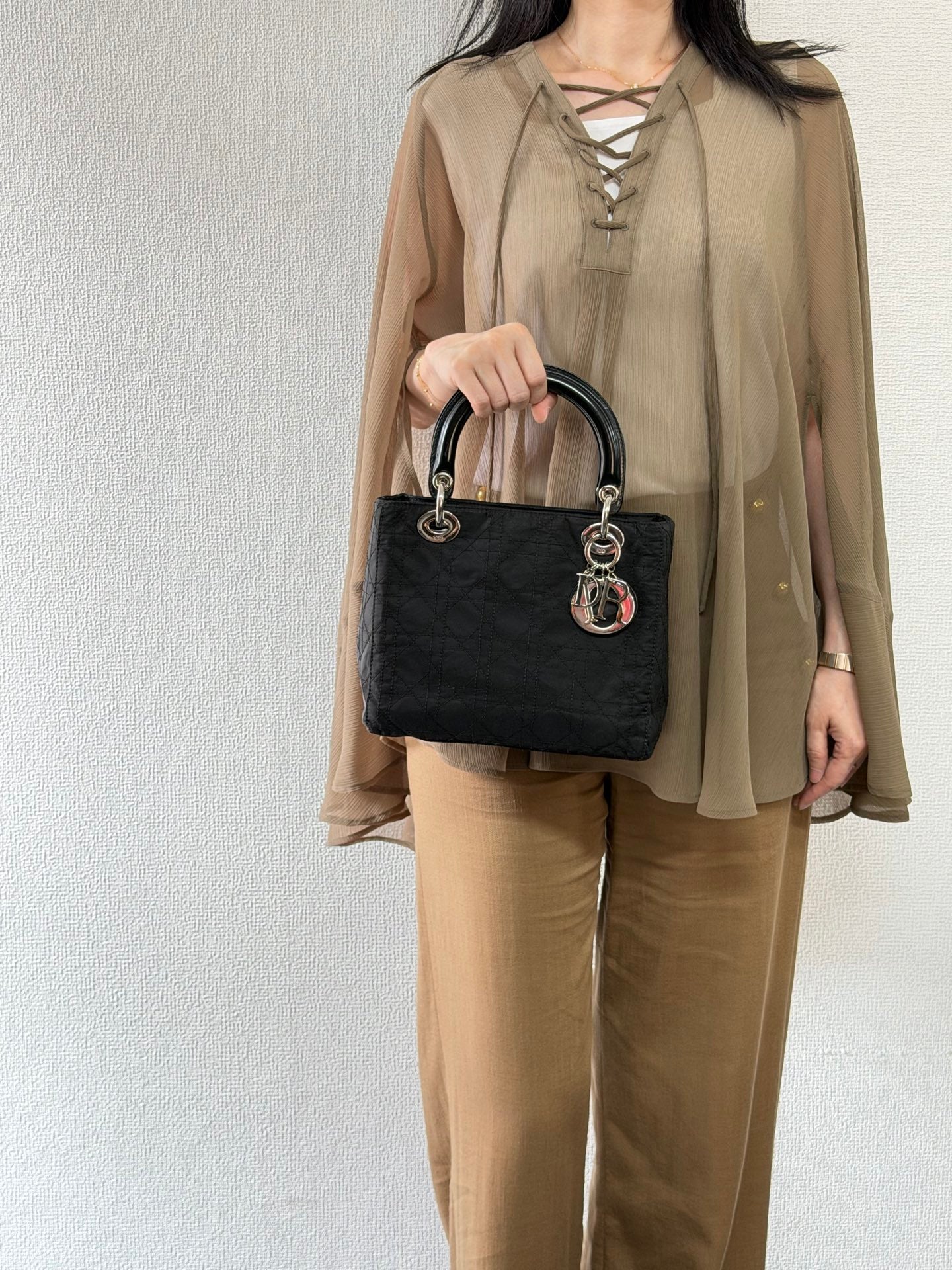 Christian Dior Vintage Nylon Cannage Lady Dior Bag