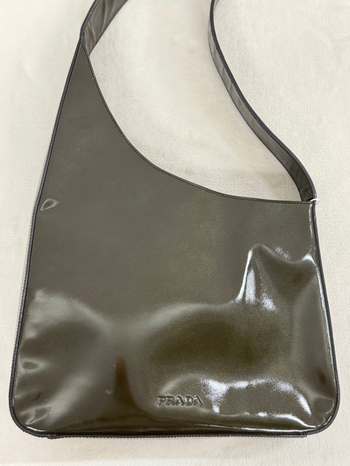 PRADA Oval Green Patent Shoulderbag