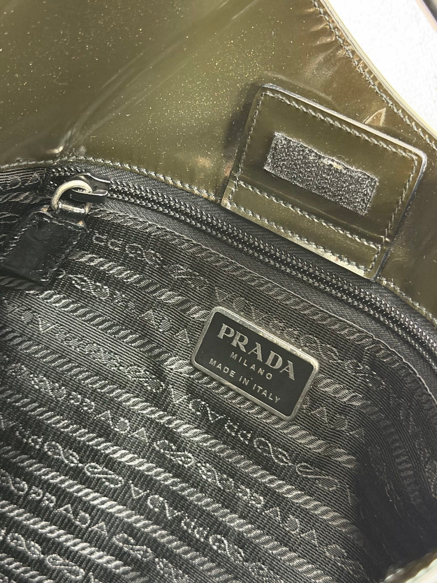 PRADA Oval Green Patent Shoulderbag