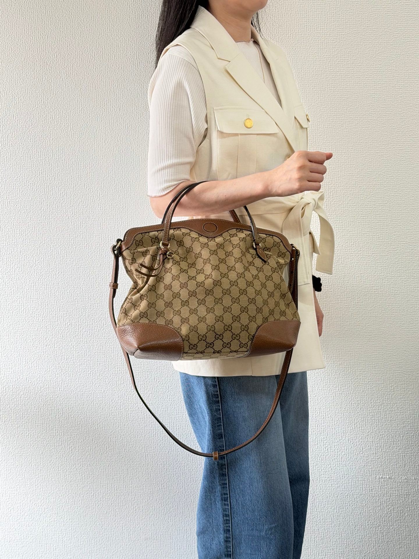 Gucci Bree GG Canvas 2WAY Top Handle Bag