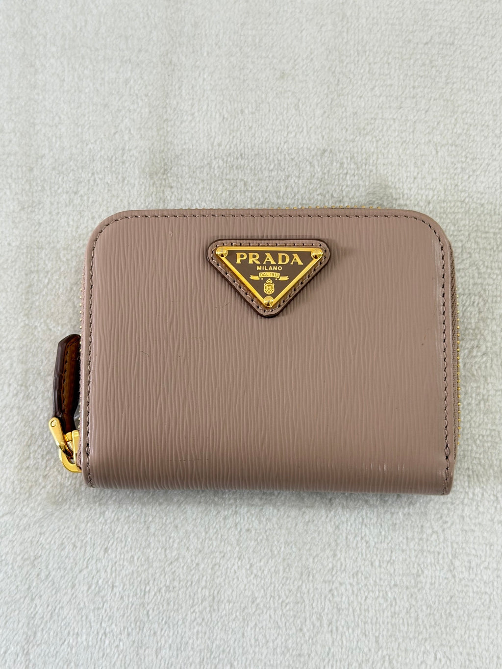 Prada Saffiano Leather Triangle Logo Compact Wallet